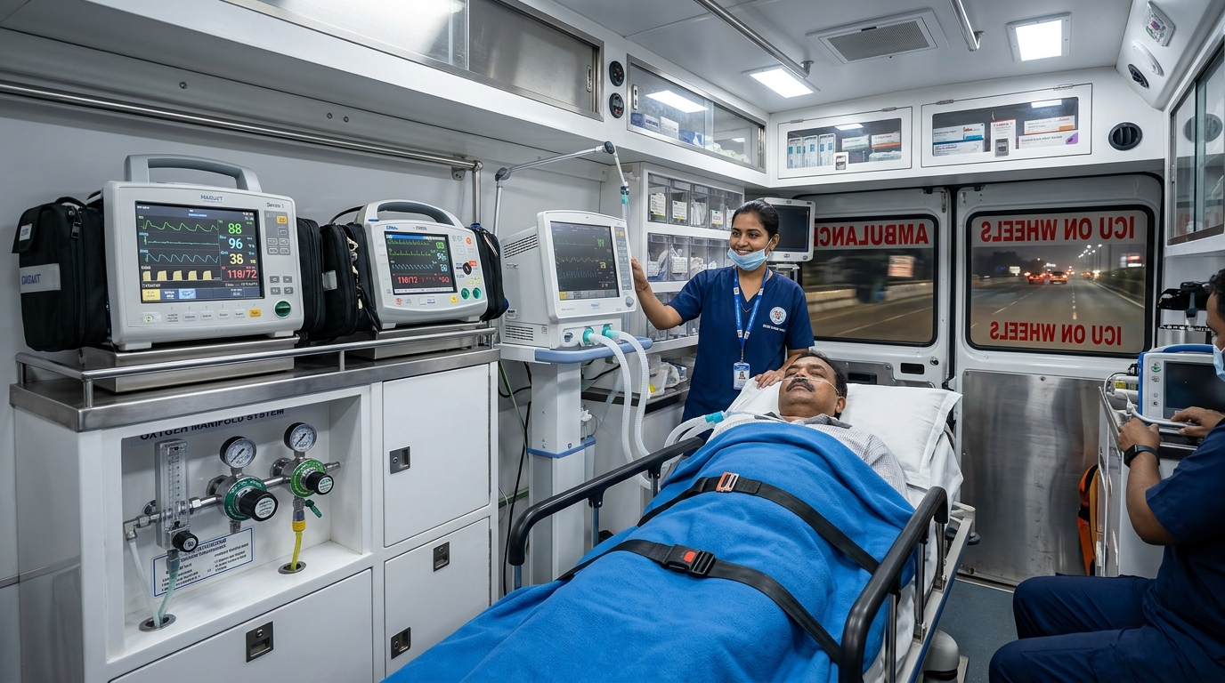 Interior of Advanced Life Support ICU on Wheels Ambulance